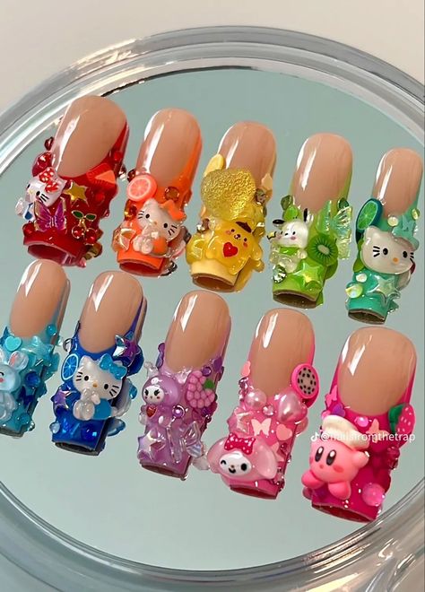 hello kitty nails Paznokcie Hello Kitty, Trends Nails, Junk Nails, Fake Nails Designs, 2024 Nails, Girly Acrylic Nails, Hello Kitty Nails, Pretty Gel Nails, Really Cute Nails