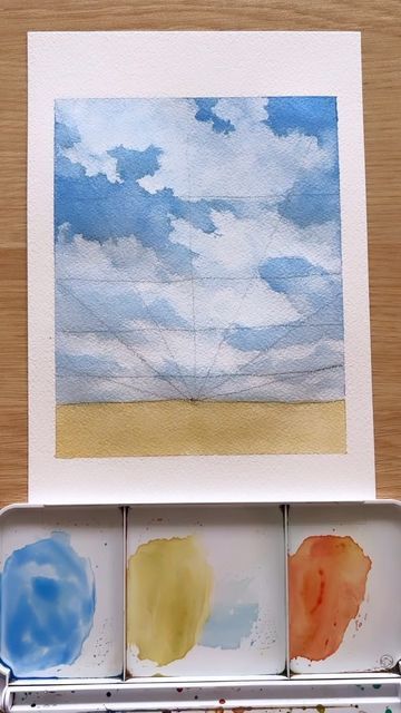 Watercolour Clouds Tutorial, Watercolor Clouds Tutorial, Mallery Jane, Watercolour Clouds, Cloud Watercolor, How To Paint Clouds, Clouds Watercolor, Cloud Paintings, Art Retreat