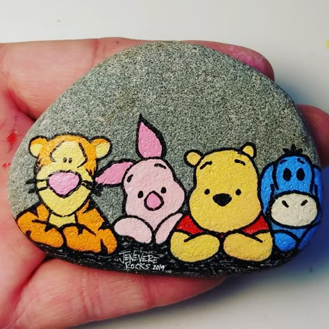 Jenevere Rocks on Instagram: “Winnie the Pooh & friends Painted with @pintar.artsupply paint pens. Sealed with art resin after picture was taken. This one is for a…” Billy B, Posca Marker, Friend Painting, Diy Rock Art, Painted Rock Animals, Pooh And Friends, Rock Painting Ideas, Stone Art Painting, Painted Rocks Kids