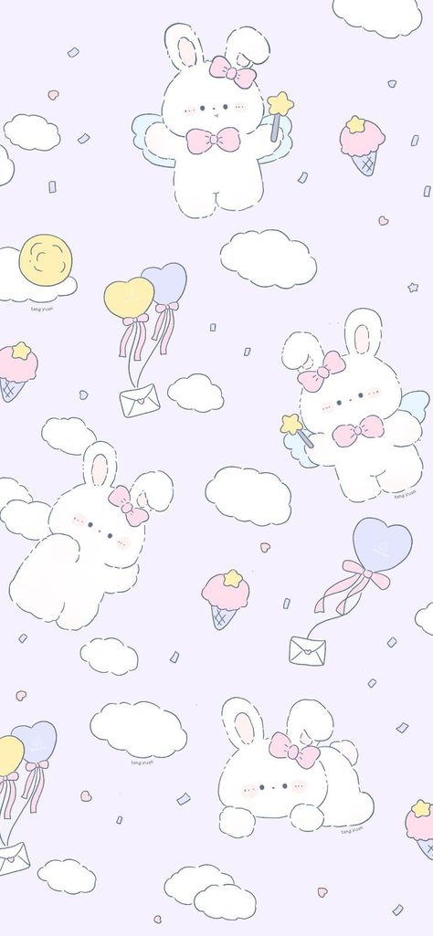 Purple Phone Backgrounds, Light Purple Wallpaper, Kawaii Wallpapers, Wallpaper Iphone Love, Animal Patterns, Phone Wallpaper Patterns, Cute Anime Chibi, Kawaii Wallpaper, Cute Backgrounds