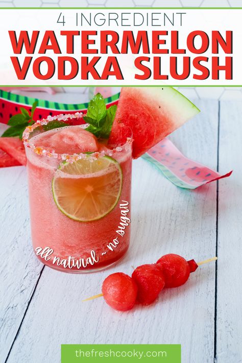 Slush Cocktails, Watermelon Alcohol, Watermelon Vodka Drinks, Watermelon Vodka Slush, Watermelon Slushie Recipe, Vodka Frozen Drinks, Watermelon Slush, Vodka Slush, Watermelon Slushie