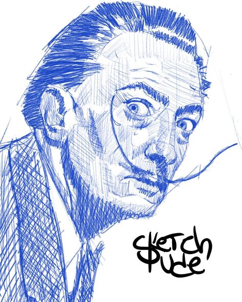 SketchDudee | Desenho on Instagram: “Salvador Dali sketch Sketchdaily #sketchdudee #sketching #sketchdaily #sketcheveryday #sketch_daily #sketchartist #salvadordali…” Salvador Dali, Dali, Male Sketch, Photo And Video, Drawings, Instagram, Art