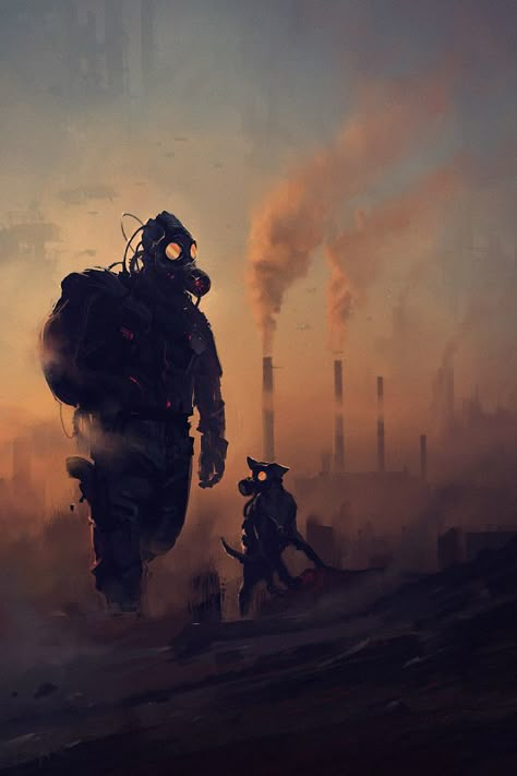 Gas Masks, Post Apocalyptic, Walking, Art