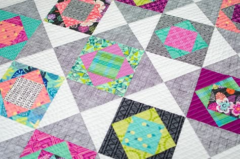 Economy Block Quilt, Black Quilts, Economy Block, Tula Pink Quilt, Mini Patchwork, Crochet Christmas Stocking Pattern, Block Quilts, Block Quilt, Easy Quilt