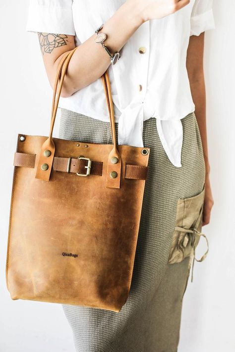 Brown Leather Tote Large Tote Bag Convertible backpack | Etsy Handbags Diy, Popular Handbags, Genuine Leather Totes, Vintage Handbag, Brown Leather Totes, Handbag For Women, Handbags Affordable, Cheap Handbags, Cheap Bags