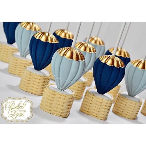 Baked with Love on Instagram: ““You’re our greatest adventure!” 💙 Hot air-balloon cake pops for a baby shower!! #babyboy #hotairballoon #hotairballoonparty #cakepops…” Balloon Cake Pops, Baby Shower Ballons, Hot Air Balloon Cake, Our Greatest Adventure, First Birthday Balloons, Baby Utensils, Hot Air Balloon Party, Bubblegum Balloons, Adventure Baby Shower