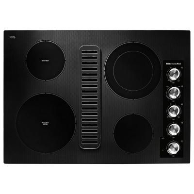 30 in. Electric Downdraft Cooktop in Black with 4 Elements Samsung Black Stainless, Kitchen Appliances Ideas, Downdraft Cooktop, Black Range Hood, Kitchenaid Appliances, Kitchens Islands, Design Ideas For Kitchen, Granny Pods, Kitchen Aid Appliances