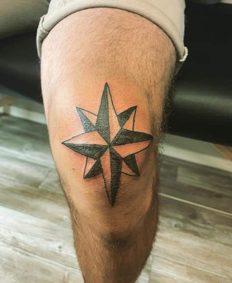 Star On Knees Tattoo, Star On Knee Tattoo, Stars On Knees Tattoo, Knee Star Tattoo, Star Knee Tattoo, Knee Tattoo Design, Most Painful Tattoo, Nautical Star Tattoos, Knee Tattoos