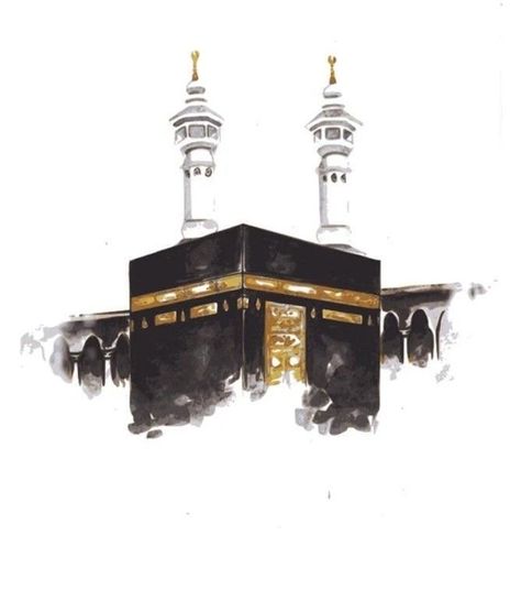 Mecca Art Painting, Kahbah Picture, Hajj Mubarak Calligraphy, Kabah Drawing, Kaabah Makkah Aesthetic, Kaba Wallpaper, Kaaba Background, Mecca Drawing, Kaba Art