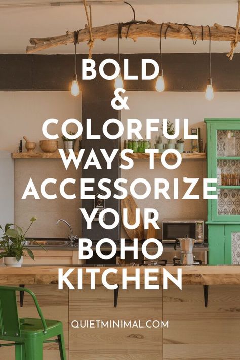 bold and colorful ways to accessorize your boho kitchen Modern Bohemian Kitchen Ideas, Modern Boho Kitchen Ideas, Colorful Boho Kitchen, Modern Bohemian Kitchen, Modern Boho Kitchen, Bohemian Kitchen Decor, Boho Chic Kitchen, Boho Style Kitchen, Kitchen Sink Decor