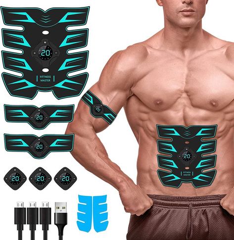 2022 NEW DESIGN - The abs stimulator has been redesigned with a larger area to cover more of the abdomen. The magnetic clasp design makes it easy to attach the controllers to the abdomen and arm patches. No worry about falling. Ab Stimulator, Abs Stimulator, Electric Muscle Stimulator, Ab Trainer, Muscle Stimulator, Best Abs, Ways To Burn Fat, Toned Abs, Abdominal Muscles