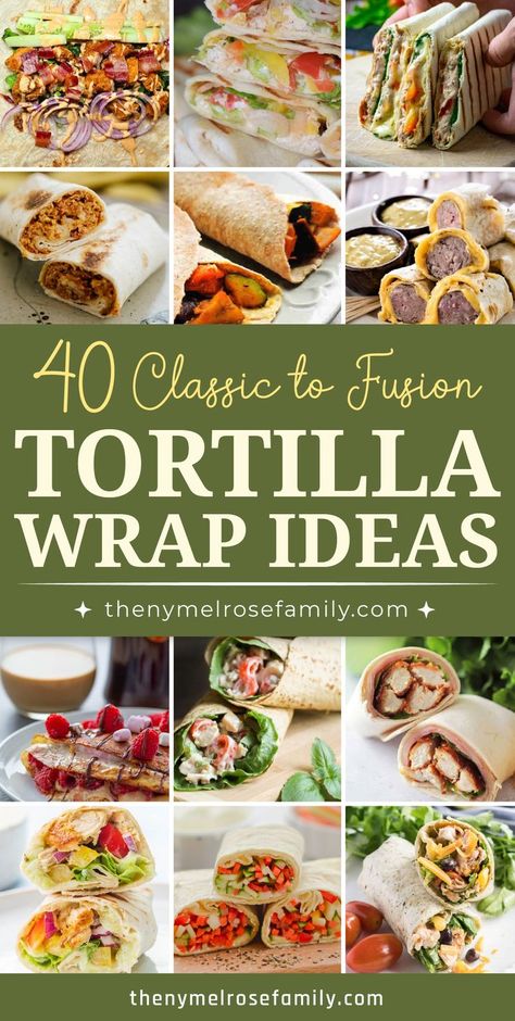 40 Classic to Fusion Tortilla Wrap Ideas Tortilla Wrap Ideas, Tortilla Wrap Recipes, Wraps Recipes Easy, Taco Wraps, Chicken And Beef, Tortilla Wrap, Lunch Wraps, Vegan Chicken, Sandwich Wraps