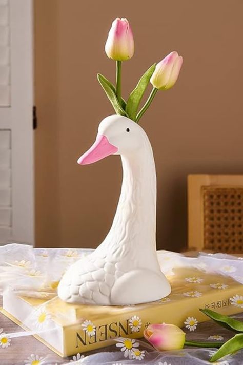 Swan Vases for Decor, Unique Vases for Home Decor, Ceramic Cool Vase for Console Table Decor, Funky Table Vase for Living Room Decor Vases Decor Bedroom, Cool Vase, Funky Table, Console Table Decor, Funky Vases, Vase For Living Room, Console Table Decorating, Flower Bedroom, Flower Vase Arrangements