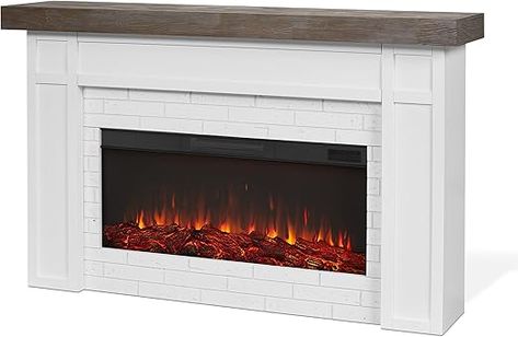 Amazon.com: Real Flame Cravenhall Landscape Electric Fireplace with Mantel for Living Room or Bedroom, Replaceable Fireplace Insert Heater, Realistic Log and Flame Effect, Remote Control, Timer, White : Home & Kitchen Fireplace With Mantel, Electric Fireplace With Mantel, Fireplace Insert, Real Flame, Fireplace Inserts, White Home, Electric Fireplace, Home Kitchen, Remote Control