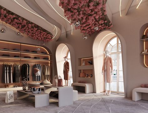 Sally Store Dresses Store Design, Fashion Store Interior Design, Salon Layout, Bespoke Cabinetry, Fashion Retail Interior, Bridal Boutique Interior, Fashion Store Design, Fashion Showroom, Cloth Shop