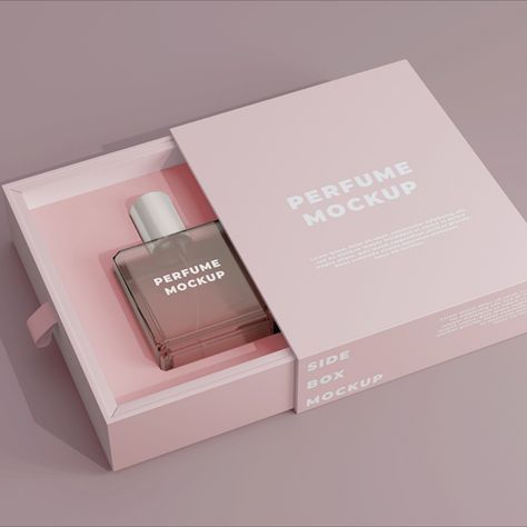 Perfume Packaging Mockup 3 Product Mockup Perfume Box Design Packaging, Perfume Packaging Design Boxes, Perfume Mockup, Product Advertisement, Perfume Logo, Mockup Packaging, Mockup Product, Side Box, Perfume Box