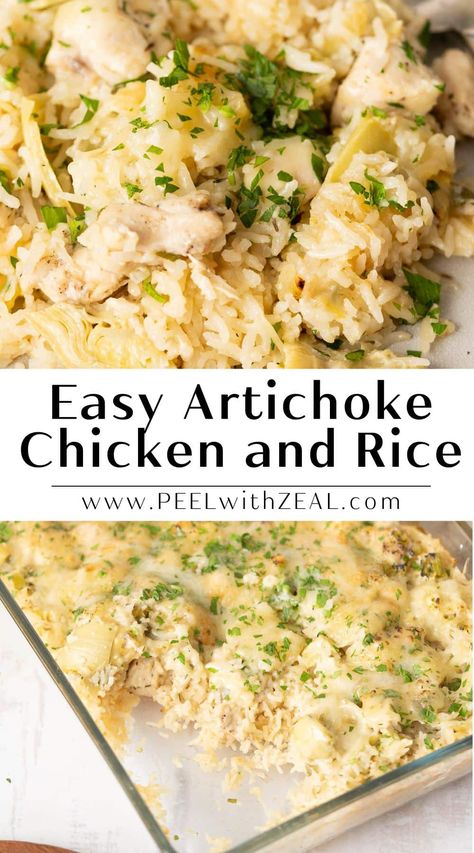 Casserole With Artichokes, Chicken Rice Artichoke Casserole, Chicken Breast Artichoke Recipes, Chicken And Artichoke Recipes Healthy, Artichoke Heart Casserole, Meals With Artichoke Hearts, Chicken Artichoke Recipes Healthy, Chicken And Artichoke Casserole, Artichoke Casserole Recipes