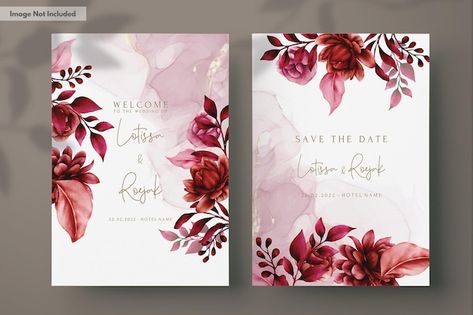 Red Nature, Floral Wedding Invitation Card, Maroon Wedding, Romance Wedding, Wedding Invitation Card Template, Invitation Card Template, Nature Background, Wedding Invitation Card, Floral Wedding Invitation