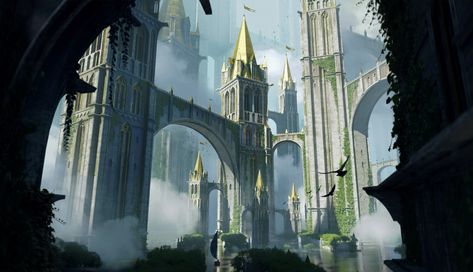 ArtStation - Golden Towers Fortress Concept Art, City Concept Art, Golden City, Landscape Concept, Aesthetic Desktop Wallpaper, New Stuff, Beck, Desktop Wallpaper, Fantasy Art