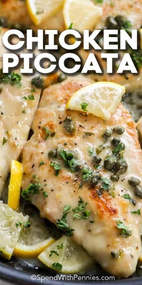 Lemon Wine, Roasted Vegetables With Chicken, Salmon Pasta Recipes, Piccata Recipe, Chicken Piccata Recipe, Oven Baked Chicken Breasts, Fancy Dishes, Spend With Pennies, Meatless Main Dishes