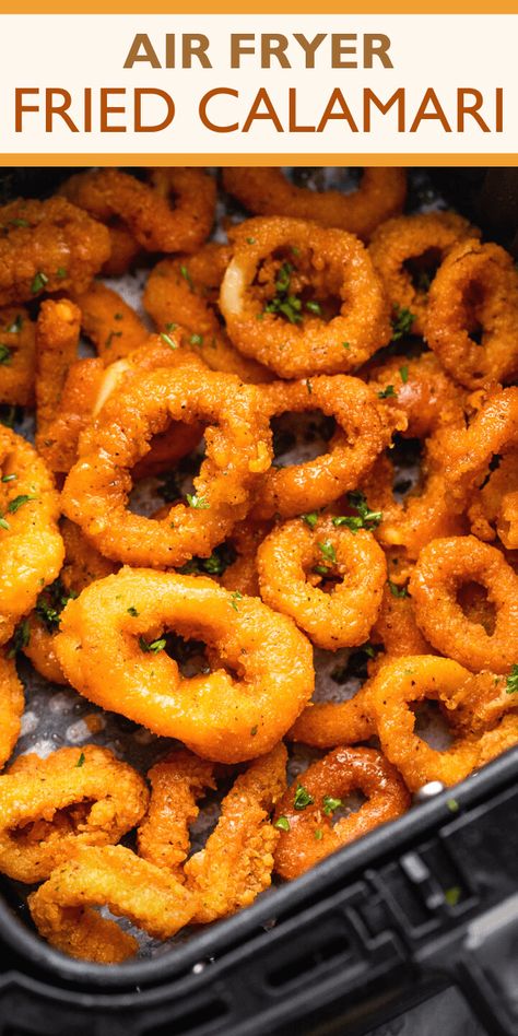 Cooking Calamari, Calamari Rings, Calamari Recipes, Fried Calamari, Air Fried Food, Air Fry Recipes, Air Fryer Dinner Recipes, Cooking Guide, Air Fryer Recipes Easy