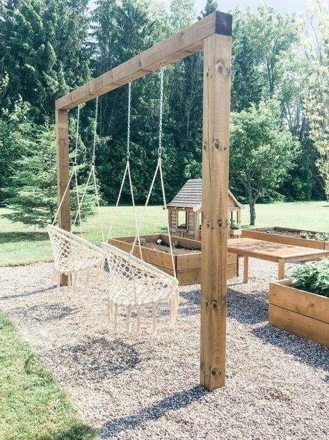 Garden Swings, Balcony Garden Ideas, White Rocks, Garden Swing, Backyard Inspiration, White Rock, Backyard Playground, In Front Of House, Backyard Inspo