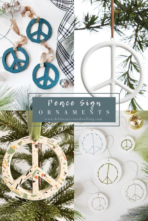 Ornaments Diy Kids, Boho Christmas Tree, Peace Signs, Boho Christmas, Black Christmas, Peace On Earth, Homemade Crafts, Ornaments Diy, Peace Sign