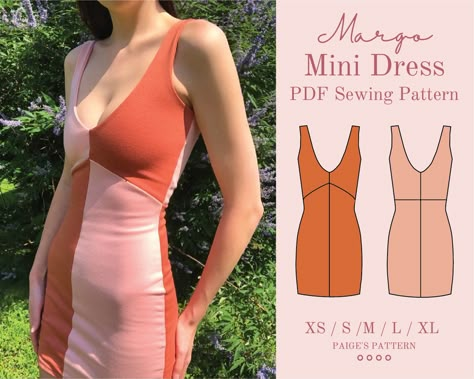 Color Block Dress Pattern, Dress Patterns Uk, Mini Dress Sewing Pattern, Mini Dress Sewing, Bodycon Dress Pattern, Sewing Projects Clothes, Diy Clothes And Shoes, Diy Sewing Clothes, Clothes Sewing Patterns