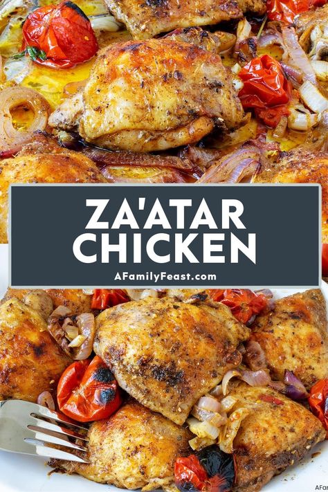 Za'atar Chicken - A Family Feast Zaatar Chicken, Chicken Breast Oven, Oven Baked Chicken Thighs, Greek Recipes Authentic, Easy Sheet Pan Dinners, Za Atar, Herb Roasted Chicken, Oven Roasted Chicken, Roast Chicken Recipes