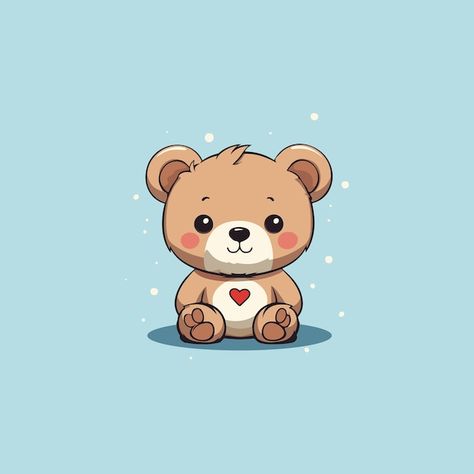 Kawaii cute teddy bear with a red heart ... | Premium Vector #Freepik #vector #teddybear #teddy-day #teddy #teddy-bear Cute Teddy Bear Aesthetic, Teddy Bear Logo, Cartoon Teddy Bear, Teddy Bear Cartoon, Teddy Bear Drawing, Teddy Teddy, Teddy Bear Day, Ipad Wallpaper Aesthetic 4k, Fall In New York