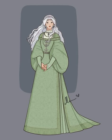 Princess Helaena Targaryen House Tyrell Fashion, Asoiaf Fashion, Westeros Fashion, Targaryen Women, Dress References, Game Of Thrones Dress, Helaena Targaryen, Characters Outfits, Targaryen Art