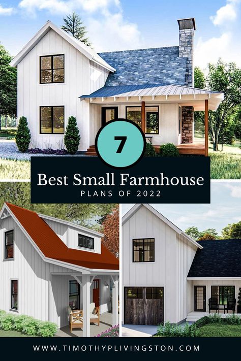 7 small farmhouse plans Mini Farmhouse Plans, Small Farmhouse Layout, Small Farm Homes, Rustic Contemporary House Plans, Farm House Plans, Small Modern Farmhouse Plans, Small Modern Farmhouse, Small Farmhouse Plans, Farmhouse Layout