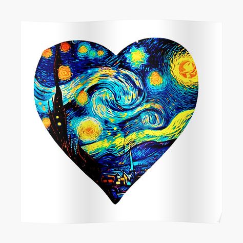 Van Gogh Heart, Anatomy Poster, Starry Night Art, Heart Anatomy, Most Famous Paintings, Arte Van Gogh, Perspective Art, Starry Night Van Gogh, Curious Cat