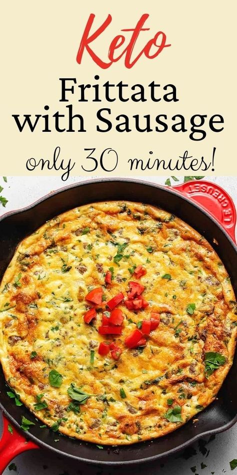 Keto Frittata Recipes Breakfast, Keto Frittata, Fritata Recipe, Frittata Recipes Breakfast, Baked Sausage, Low Carb Breakfast Casserole, Diet Desserts Recipes, Keto Diet Breakfast, Sausage Recipe