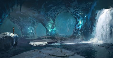 ArtStation - Ark Ice Caves , Sebastian Kowoll Ice Caves, Ice Cave, Ark Survival Evolved, Fantasy Background, Planets Art, Landscape Concept, Rpg Map, Fantasy Worlds, Ocarina Of Time