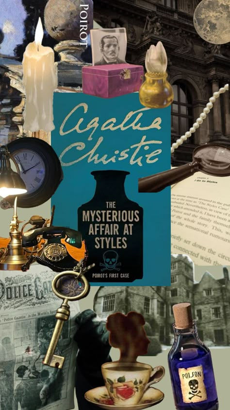 The Mysterious Affair at Styles by Agatha Christie Agatha Christie Aesthetic, Dark Academia Collage, Academia Collage, The Mysterious Affair At Styles, Mysterious Affair At Styles, Hercule Poirot, Types Of Books, Fantasy Fiction, Nancy Drew