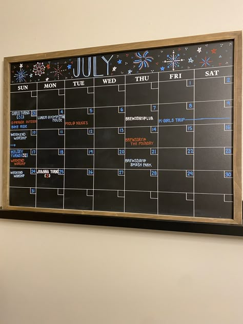 July Calendar 2024 Chalkboard, July Calendar Ideas Chalk, Cute Calendar Ideas White Board, Calender Ideas For Classroom, July Dry Erase Calendar Ideas, White Board Monthly Calendar Ideas, July Whiteboard Ideas, July Chalkboard Calendar Ideas, June Dry Erase Calendar Ideas