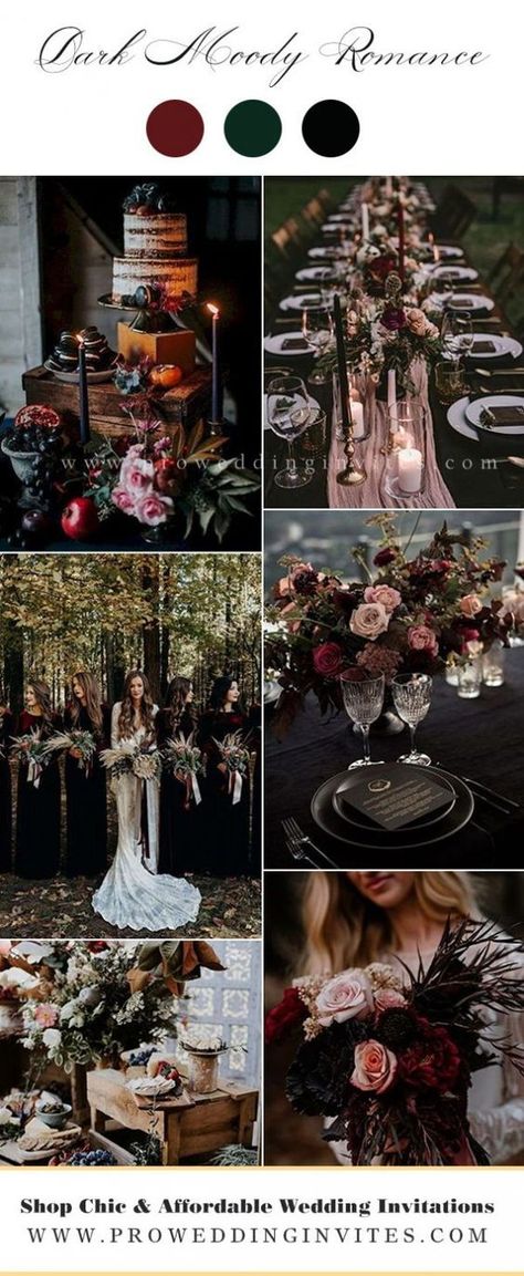 Dark Romantic Wedding, Gothic Wedding Theme, Dark Wedding Theme, Halloween Themed Wedding, Jewel Tone Wedding, Wedding Themes Fall, Goth Wedding, Dark Wedding, Moody Wedding