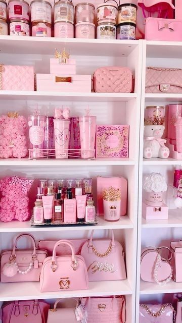 Pretty In Pink Aesthetic, Pink Beauty Room, Bedroom Ideas Pink, Pink Essentials, Pink Tv, Pink And Girly, Pink Everything, Pink Closet, Pink Core