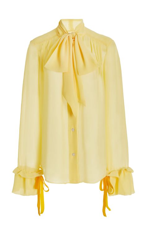 Pussybow Blouse, High Collar Shirts, Fancy Shirt, Silky Shirt, Woman Top, Fancy Party, Yellow Blouse, Party Outfits, Dope Outfits