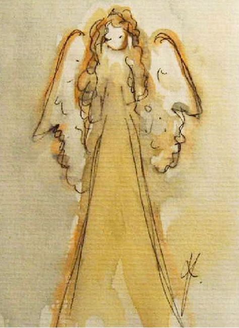 ❤️ Watercolor Angels Watercolour, Watercolor Angel, Angel Crafts, Angel Painting, Watercolor Christmas, Watercolor Inspiration, Angel Art, Small Paintings, Mellow Yellow