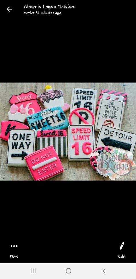 16 Cookies, Sneaker Ball, Speed Limit, Birthday Cookies, Sweet 16, Gum, Candy, Birthday