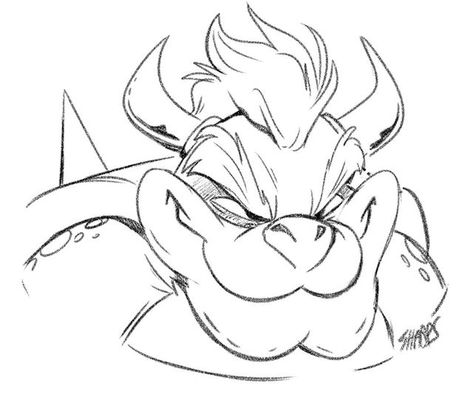 Bowser Drawing, King Koopa, Angry Face, You Doodle, Donkey Kong, Line Art Drawings, Face Drawing, Fashion Drawing, Design Working