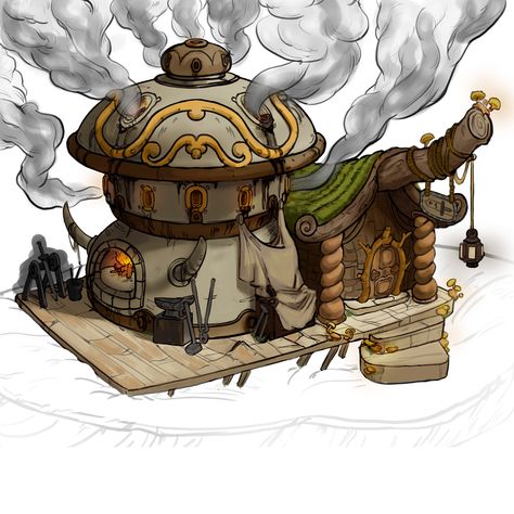 Blacksmith Shop Concept Art, Forge Concept Art, Blacksmith Anime, Blacksmith Character Design, Medieval Shop, Solar Punk, Dragon Heart, Minecraft Inspiration, Dnd Stuff