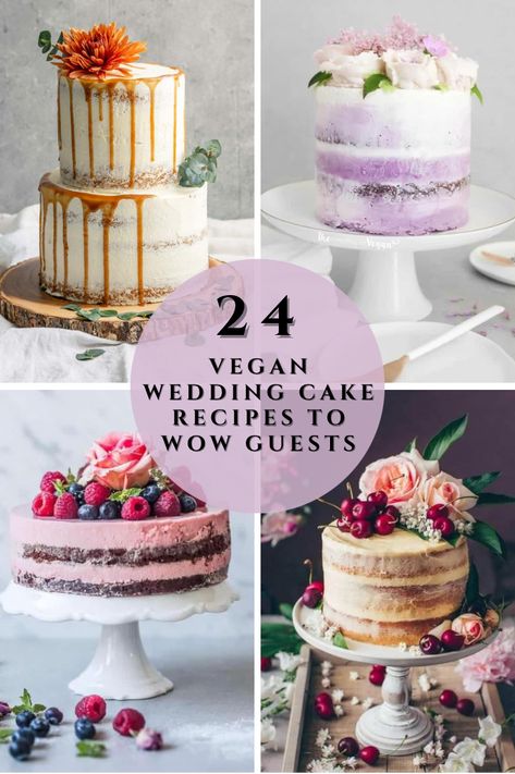 These vegan wedding cake recipes will make anyone’s nuptials unforgettable! Vegan Gluten Free Wedding Cake, Vegan Wedding Cake Ideas, Vegan Wedding Cake Recipe, Vegan Wedding Desserts, Dairy Free Wedding Cake, Vegan Wedding Cakes, Cake Recipes Vegan, Wedding Cake Recipes, Vegan Wedding Food