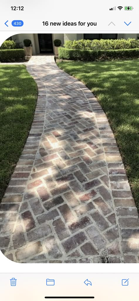 Paved Front Walkway, Sidewalk Curb Appeal, Stone Walkway Front Of House, Paved Front Yard Ideas, Cobblestone Front Walkway, Front Yard Walkway Ideas Entrance Farmhouse, Paved Walkway Ideas Pathways, Flagstone Walkway To Front Door Entrance, Natural Stone Walkways To Front Door