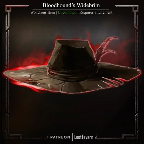 Will's hat Loot Tavern, Dnd Armor, Homebrew Items, Magic Armor, Dnd Magic, Fantasy Items, Dungeon Master's Guide, Dungeons And Dragons 5e, D D Items