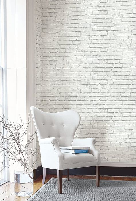 White Brick Wall Interior, Removable Brick Wallpaper, Brick Wallpaper Living Room, Faux Brick Wallpaper, White Brick Wallpaper, Brick Interior Wall, White Shiplap, Faux Brick, Interior Wall Design