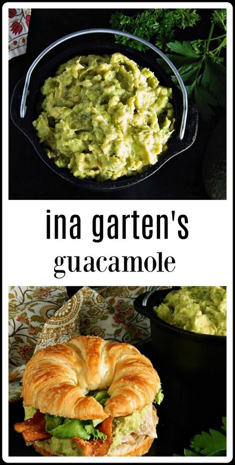 Ina Garten\'s Guacamole is super easy, fresh and very limey in flavor. It\'s great as a sandwich filling or as a dip for tortilla chips. #InaGartensGuacamole #Guacamole Ina Garten Guacamole Recipe, Mexican Guacamole Recipe, Best Ina Garten Recipes, Dip For Tortilla Chips, Ina Garten Recipes, Avocado Sauce, Sandwich Fillings, Barefoot Contessa, Party Appetizers