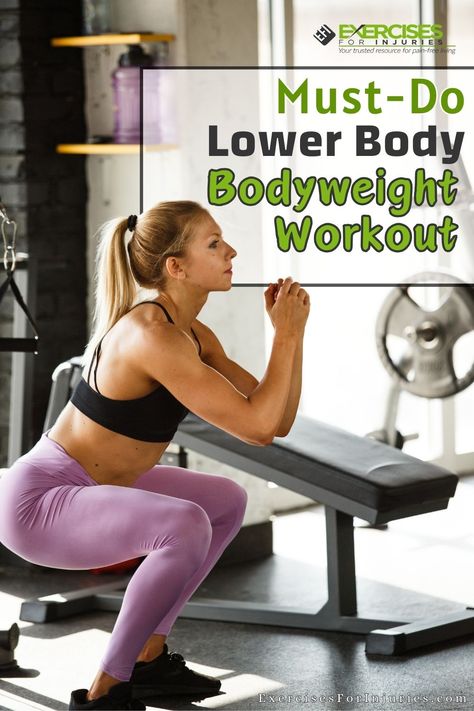 Lower Body Bodyweight Workout, Lower Body Workout Gym, No Excuses Workout, Lower Body Exercises, Workout From Home, Workout No Equipment, Quad Stretch, No Gym, Tabata Workouts